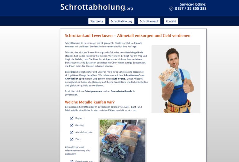 Recycling von Altmetall – Schrottankauf Leverkusen über Schrottabholung.org