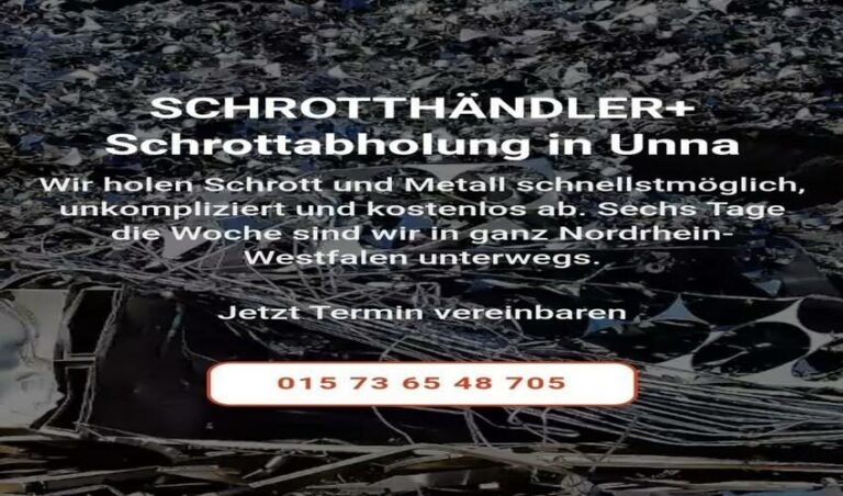 Schrottabholung Unna – Wir holen Schrott und Metall schnellstmöglich kostenlos ab