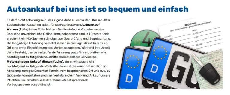 Der Autoankauf Winsen bietet eine kostenfreie Schätzung des Verkehrswertes – auch für Gebrauchtwagen ohne TÜV